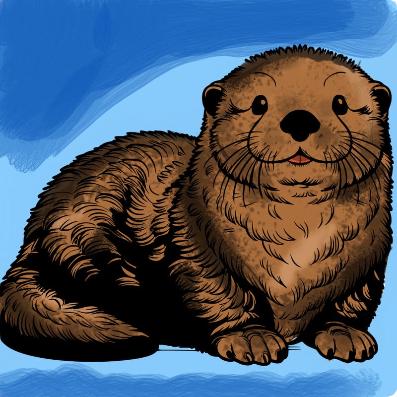 realistic fluffy sea otter