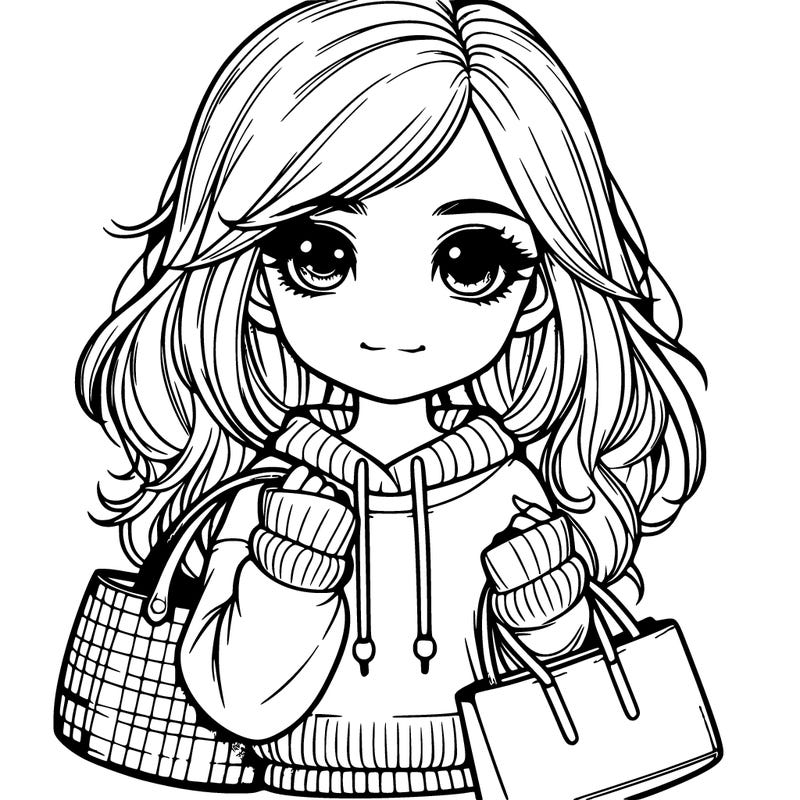 realistic girl with bags