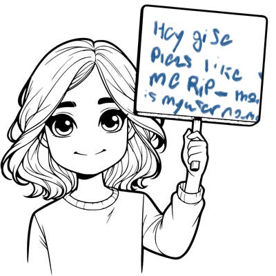 realistic girl holding up a sign