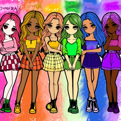 a group of girls realistic