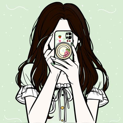 a realistic girl holding her phone taking pictures