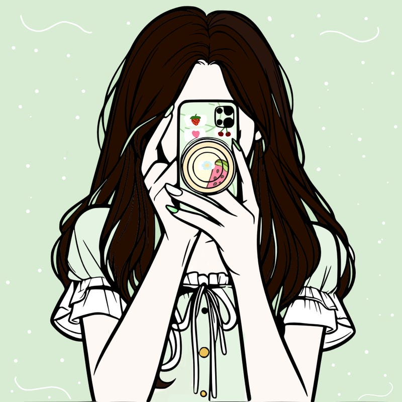 a realistic girl holding her phone taking pictures