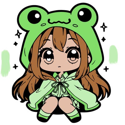 chibi girl with frog hoodie