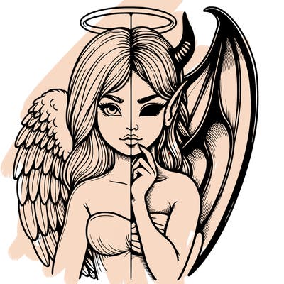 realistic angel half demon