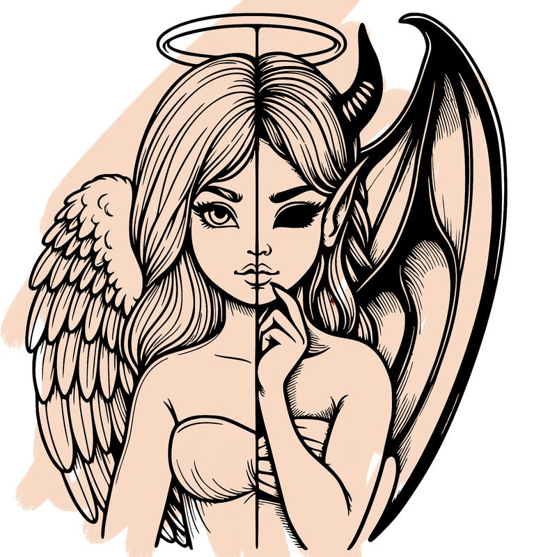 realistic angel half demon