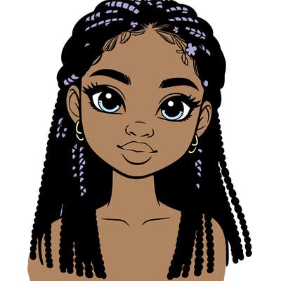 a realistic black girl with braids