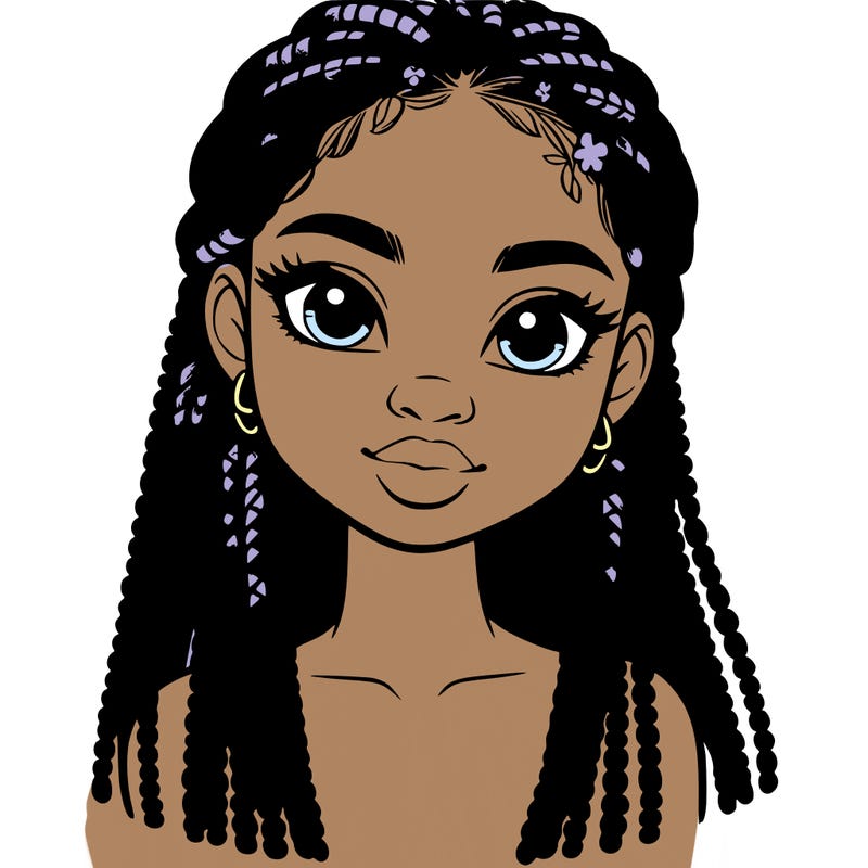 a realistic black girl with braids