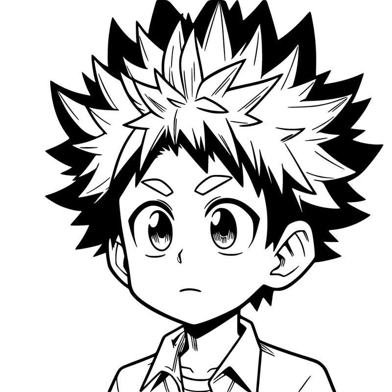 manga character with spiked up hair and a boy