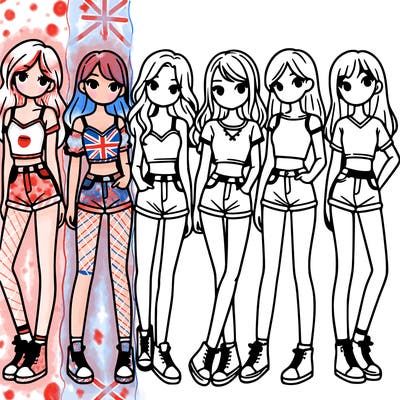 a group of girls wearing crop tops and shorts