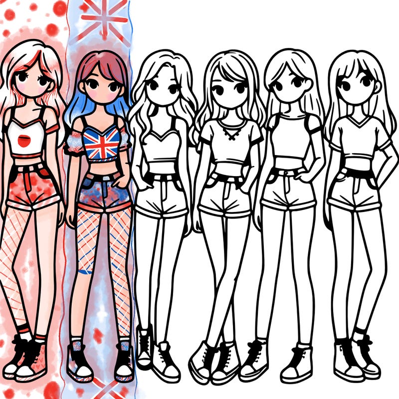 a group of girls wearing crop tops and shorts