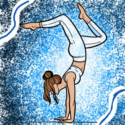 a woman doing a handstand