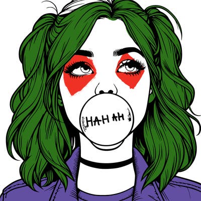 realististic girl blowing bubble -gum