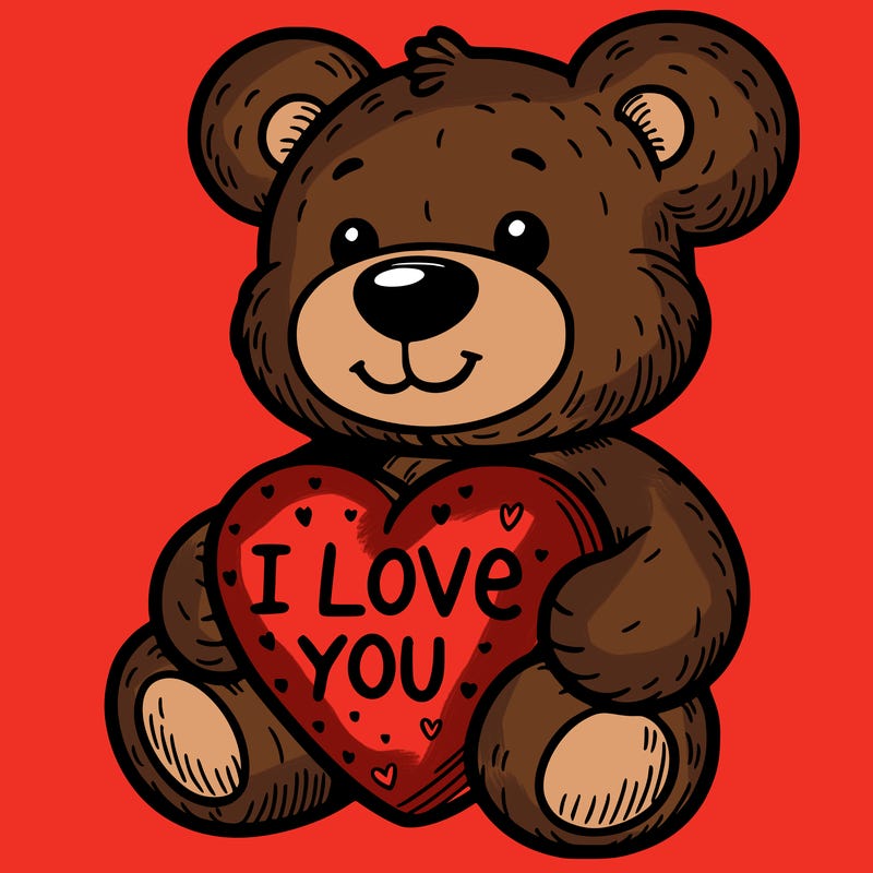 teddy bear holding an i love you heart