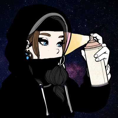 a realistic girl, spray painting