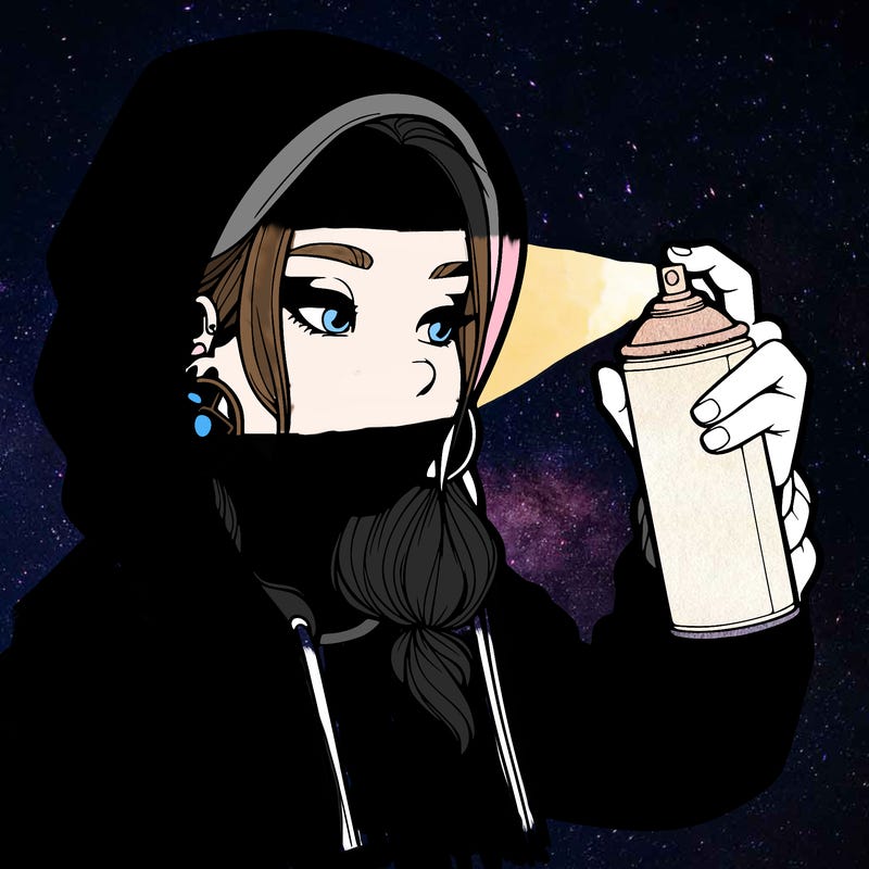 a realistic girl, spray painting