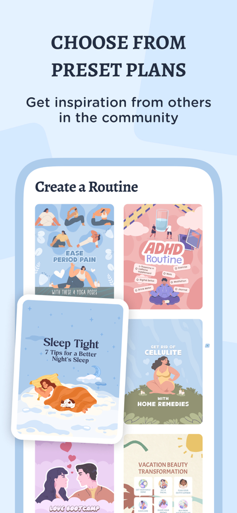 TeddyCare: Daily Routine Plan - ADHDと睡眠のためのコミュニティルーティンプランを示すTeddyCareアプリ画面。