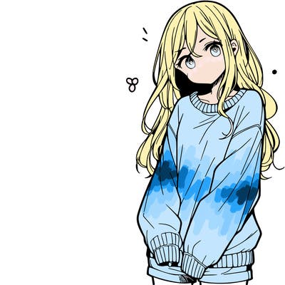 manga teen girl  in a sweater and baggy pants