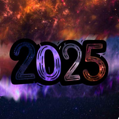 one line scrawled numbers sketch design “2025”