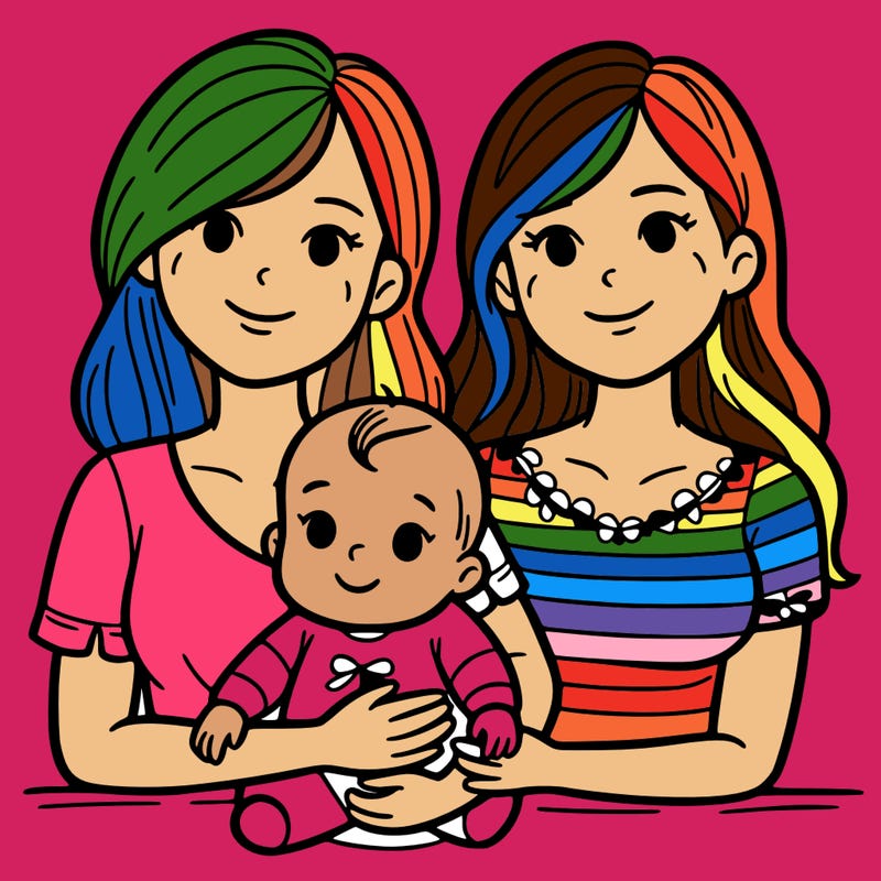 two women with their baby