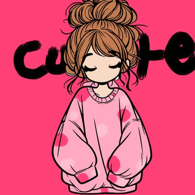 girl with baggy sweatshirt and messy bun