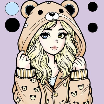 realistic girl in a animal pjs hoodie