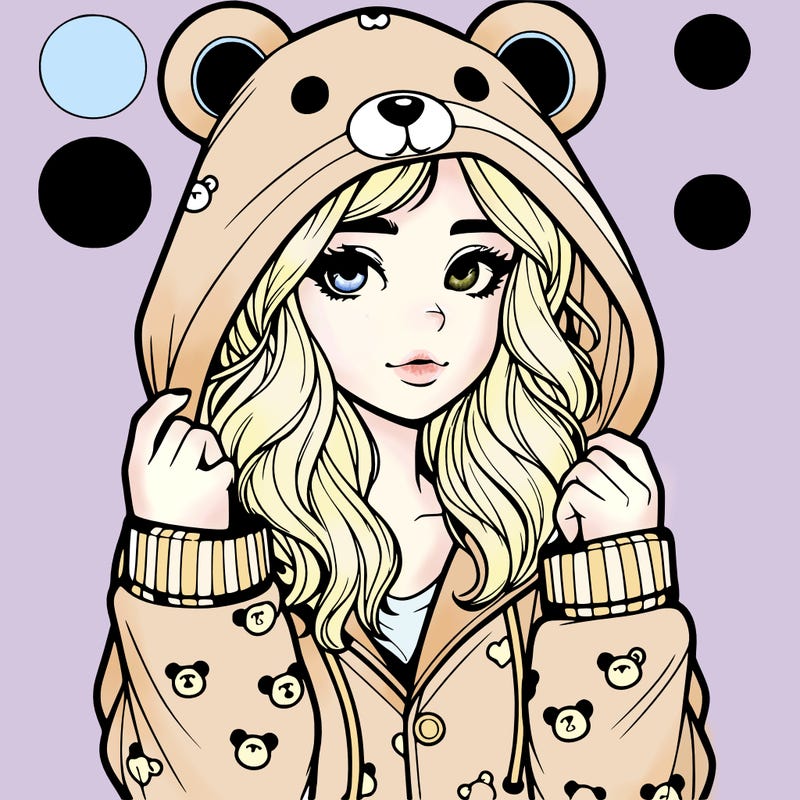 realistic girl in a animal pjs hoodie