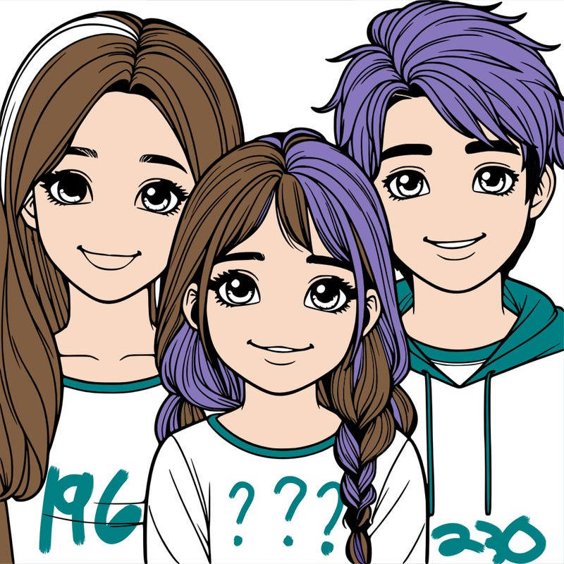 a girl with a boy and girl realistic