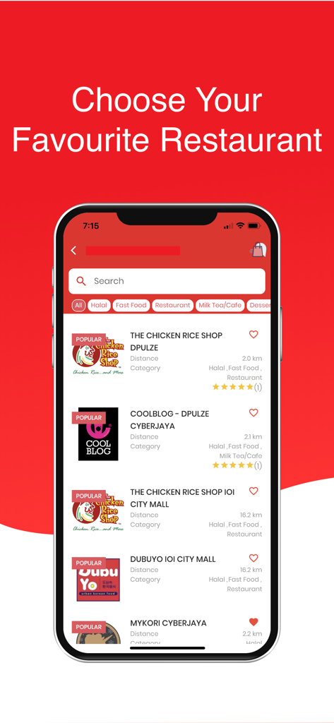 halo delivery - Halo Delivery mobile app screen displaying a search bar and list of local restaurants for food delivery.