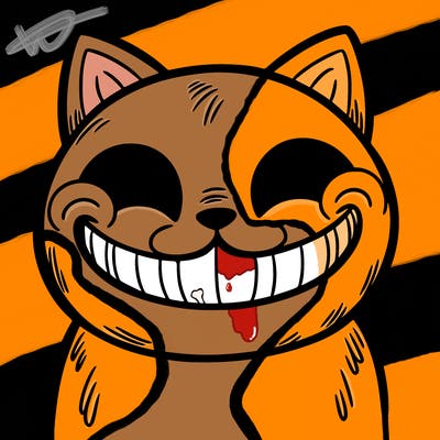a cat that is smiling creepy