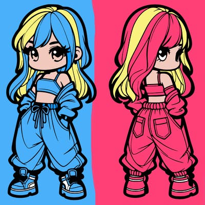 girl in crop top and baggy pants