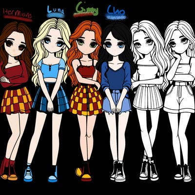 a group of girls realistic