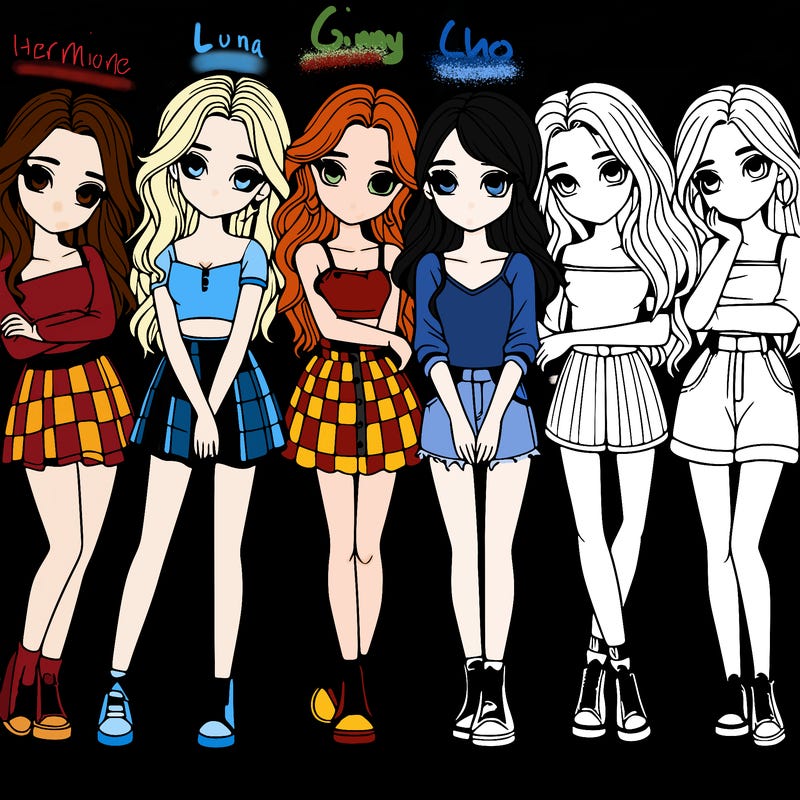 a group of girls realistic