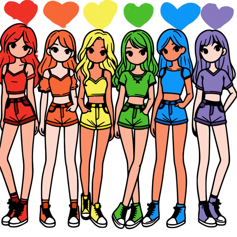 a group of girls wearing crop tops and shorts