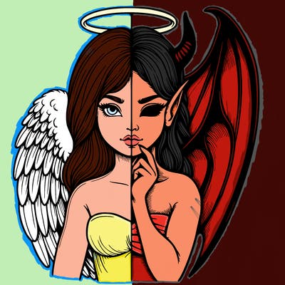 realistic angel half demon