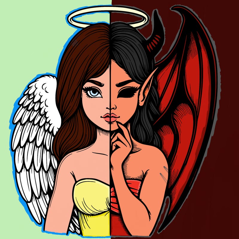 realistic angel half demon