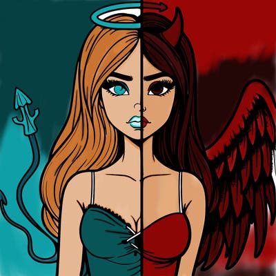 devil vs angel realistic girl