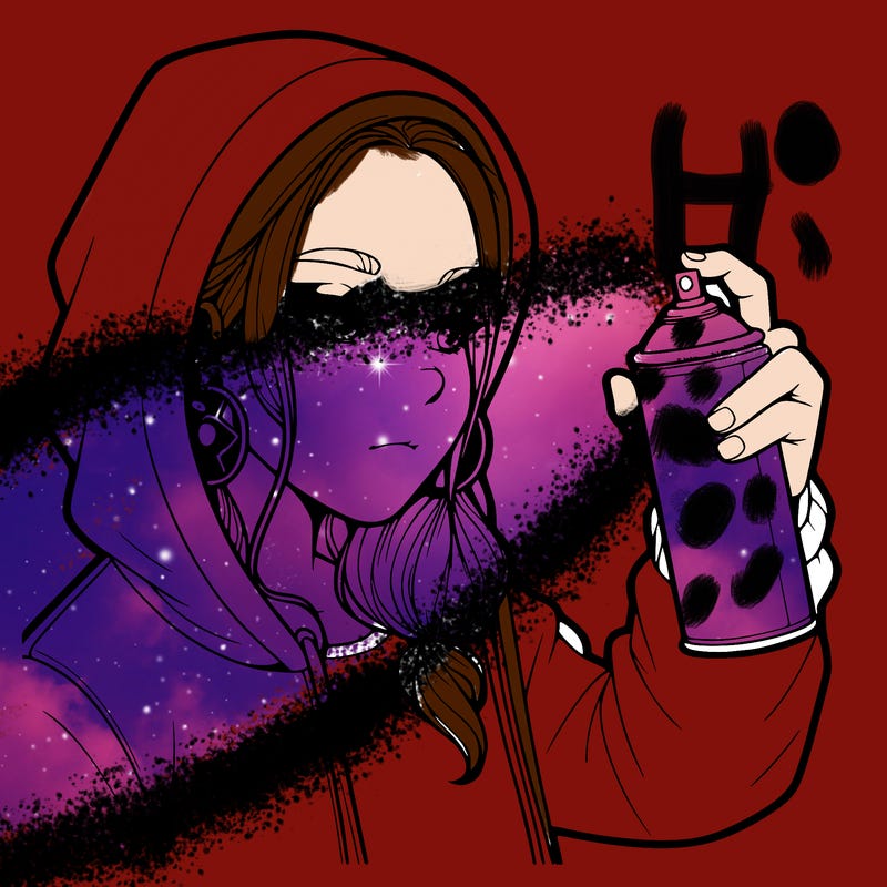 a realistic girl, spray painting