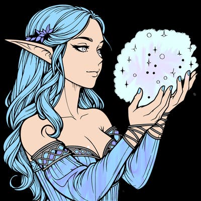 realistic elf girl doing magic