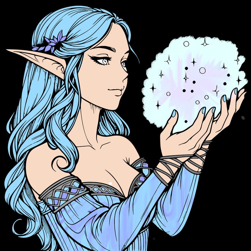 realistic elf girl doing magic
