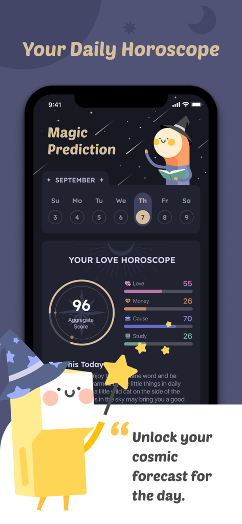 Face Seer -Time Traces - Tableau de bord de prédiction magique et d'horoscope quotidien dans l'application Face Seer.
