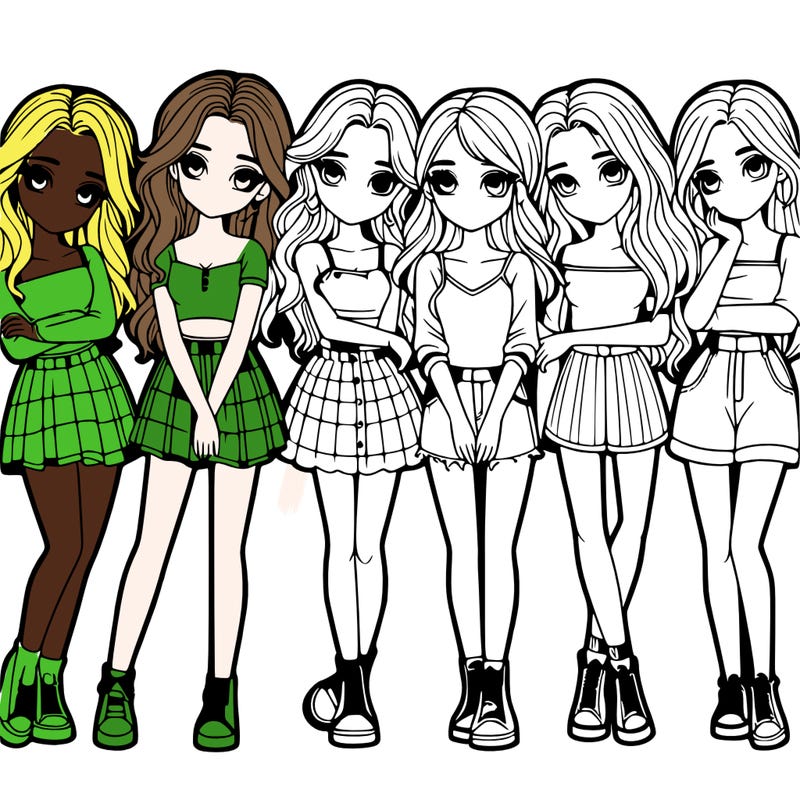 a group of girls realistic