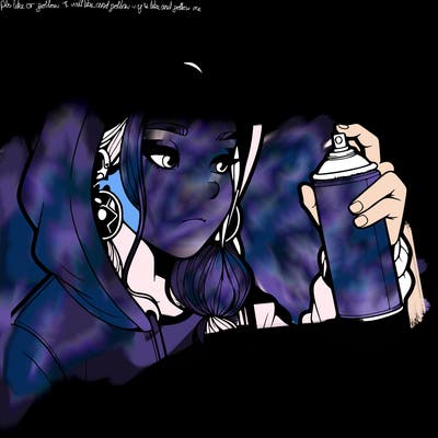 a realistic girl, spray painting