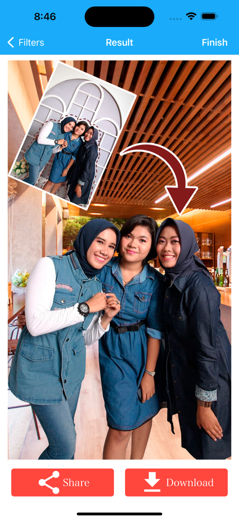 Cut and Paste Photos & Eraser - Demonstração de recorte de pessoas de uma foto e colagem em um novo fundo.