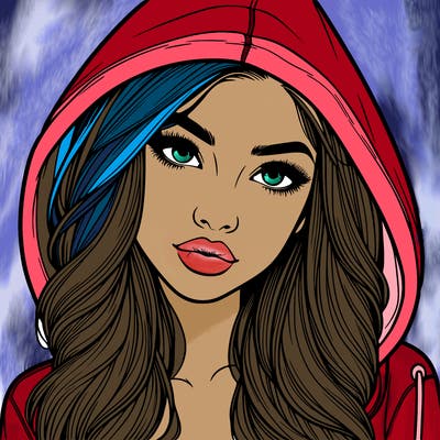 realistic beautiful girl with a hood on