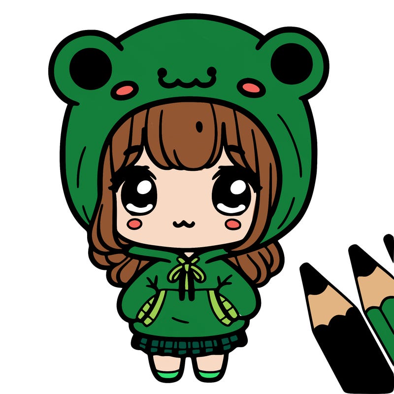 cute girl in a cute froggy hoodie