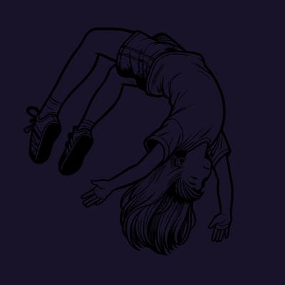 realistic girl doing a backflip