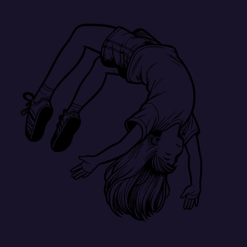 realistic girl doing a backflip