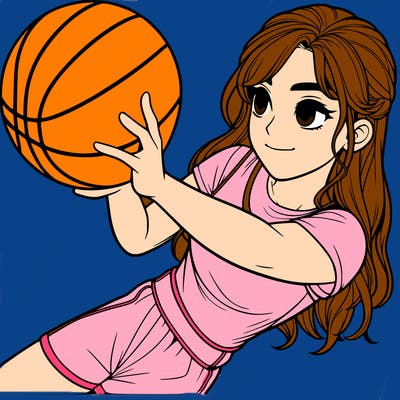 realistic girl playing basketball