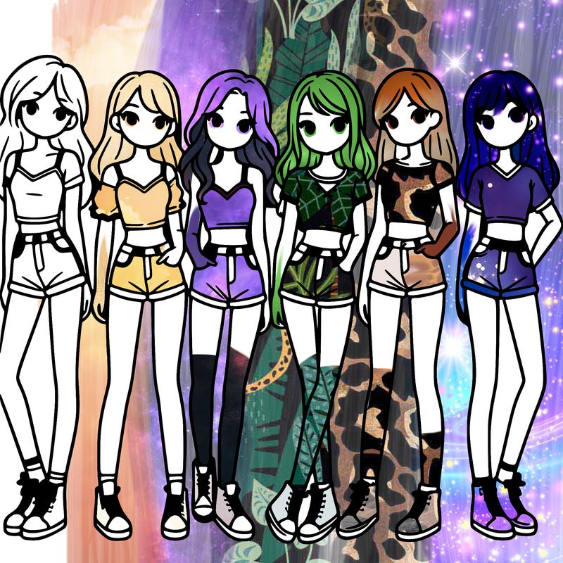 a group of girls wearing crop tops and shorts