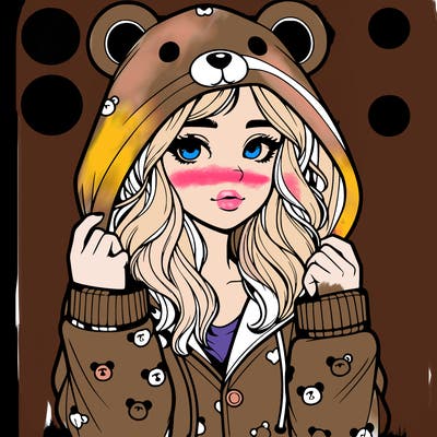 realistic girl in a animal pjs hoodie